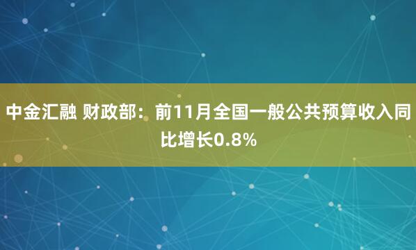 中金汇融 财政部：前11月全国一般公共预算收入同比增长0.8%